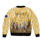 Personalised Melbourne 2026 Cup Bomber Jacket Yellow Rose Horse Racing