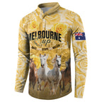 Personalised Melbourne 2026 Cup Button Sweatshirt Yellow Rose Horse Racing