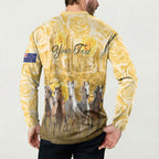Personalised Melbourne 2026 Cup Button Sweatshirt Yellow Rose Horse Racing