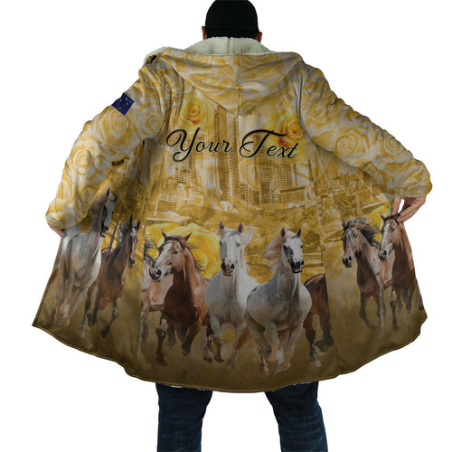 Personalised Melbourne 2026 Cup Cloak Yellow Rose Horse Racing