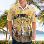 Personalised Melbourne 2026 Cup Hawaiian Shirt Yellow Rose Horse Racing