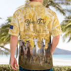 Personalised Melbourne 2026 Cup Hawaiian Shirt Yellow Rose Horse Racing