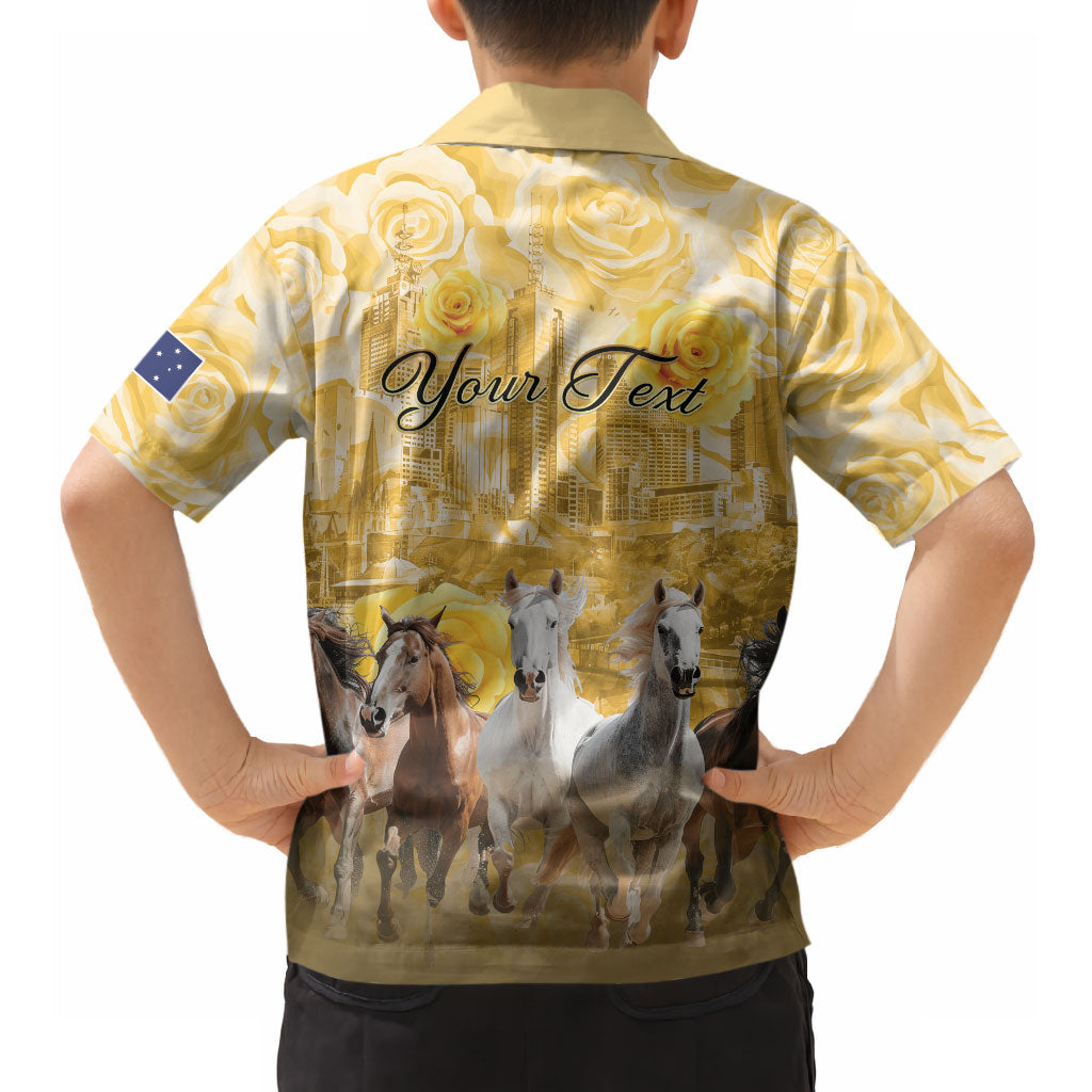 Personalised Melbourne 2026 Cup Hawaiian Shirt Yellow Rose Horse Racing