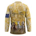 Personalised Melbourne 2026 Cup Hockey Jersey Yellow Rose Horse Racing