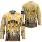 Personalised Melbourne 2026 Cup Hockey Jersey Yellow Rose Horse Racing