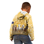 Personalised Melbourne 2026 Cup Kid Hoodie Yellow Rose Horse Racing