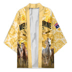 Personalised Melbourne 2026 Cup Kimono Yellow Rose Horse Racing