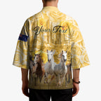 Personalised Melbourne 2026 Cup Kimono Yellow Rose Horse Racing