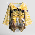 Personalised Melbourne 2026 Cup Kimono Sleeve Blouse Yellow Rose Horse Racing
