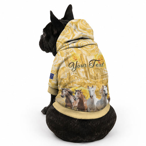 Personalised Melbourne 2026 Cup Pet Hoodie Yellow Rose Horse Racing