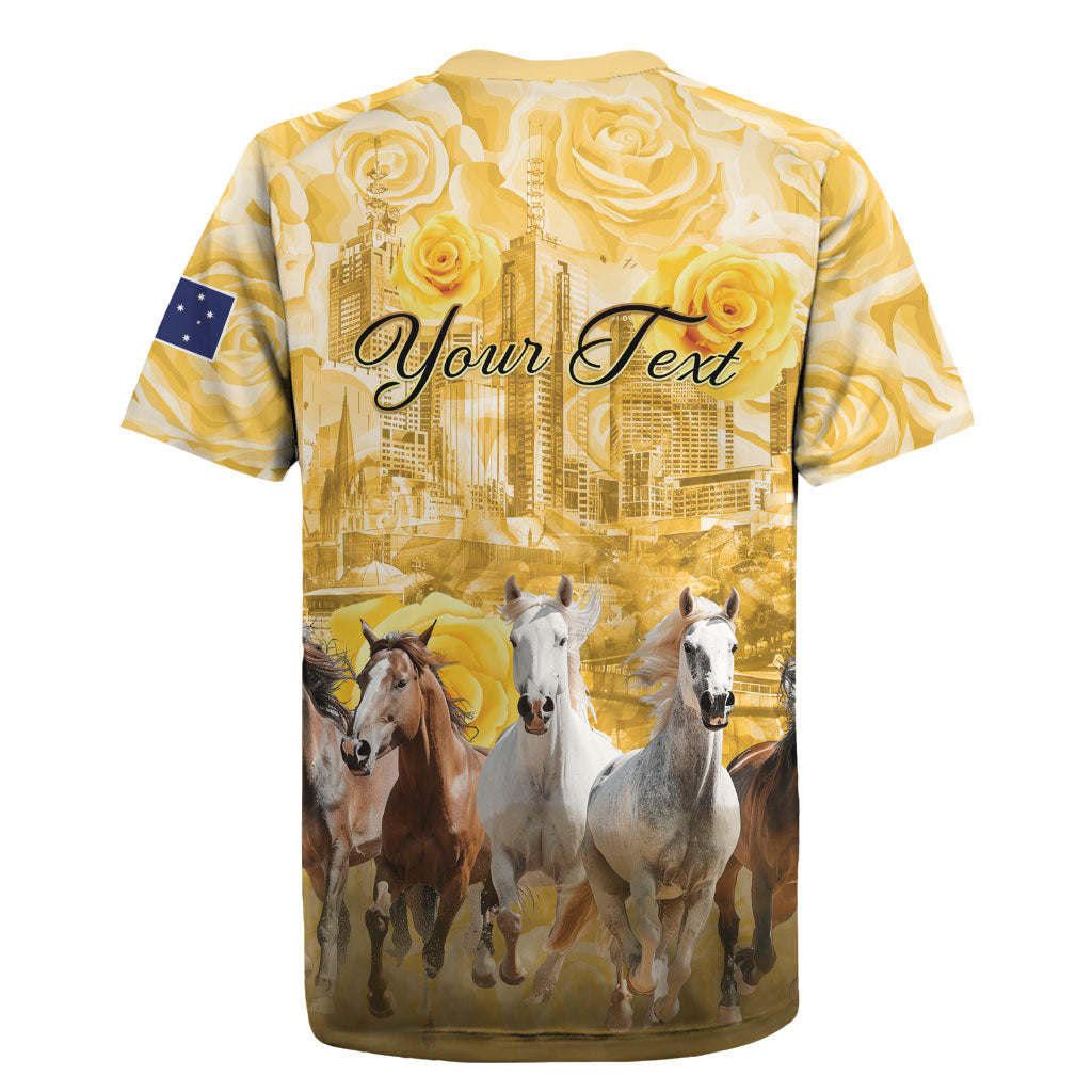 Personalised Melbourne 2026 Cup Rugby Jersey Yellow Rose Horse Racing