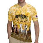 Personalised Melbourne 2026 Cup Rugby Jersey Yellow Rose Horse Racing