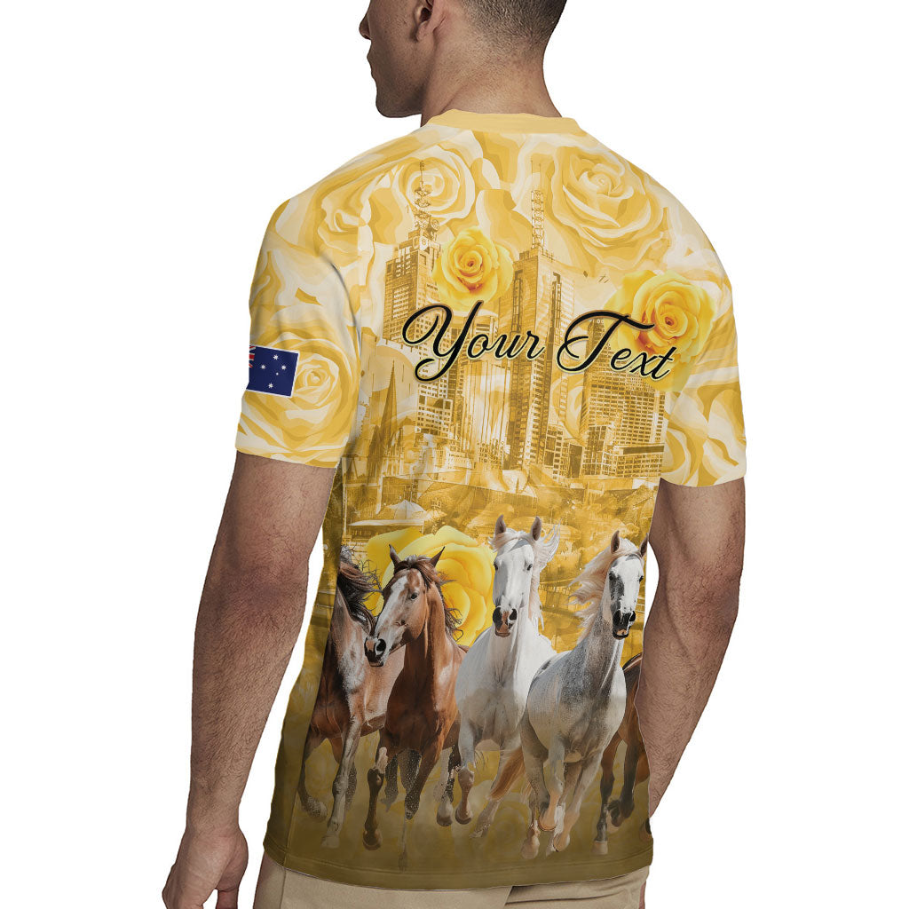 Personalised Melbourne 2026 Cup Rugby Jersey Yellow Rose Horse Racing