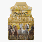 Personalised Melbourne 2026 Cup Sleeveless Puffer Jacket Yellow Rose Horse Racing