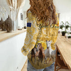 Personalised Melbourne 2026 Cup Women Casual Shirt Yellow Rose Horse Racing