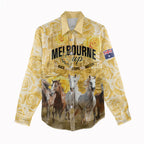 Personalised Melbourne 2026 Cup Women Casual Shirt Yellow Rose Horse Racing