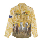 Personalised Melbourne 2026 Cup Women Casual Shirt Yellow Rose Horse Racing