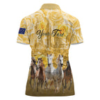 Personalised Melbourne 2026 Cup Women Polo Shirt Yellow Rose Horse Racing