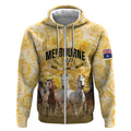 Personalised Melbourne 2026 Cup Zip Hoodie Yellow Rose Horse Racing