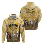 Personalised Melbourne 2026 Cup Zip Hoodie Yellow Rose Horse Racing