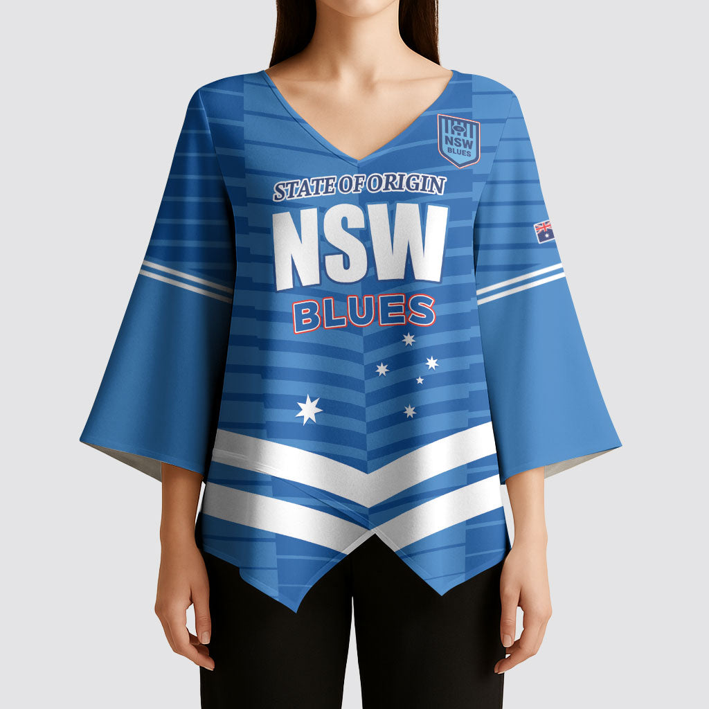 NSW Blues Rugby Custom Kimono Sleeve Blouse 2026 State of Origin