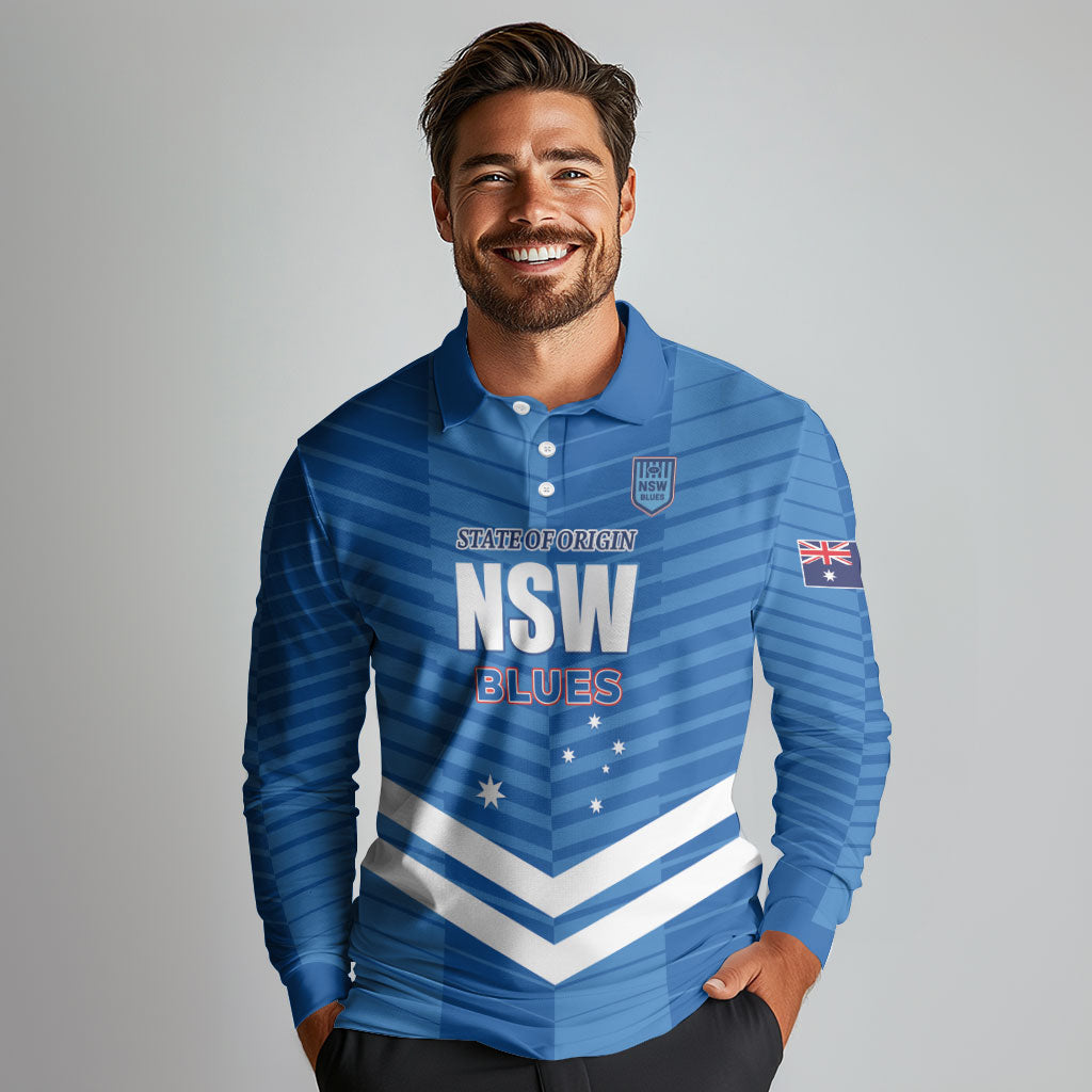 NSW Blues Rugby Custom Long Sleeve Polo Shirt 2026 State of Origin