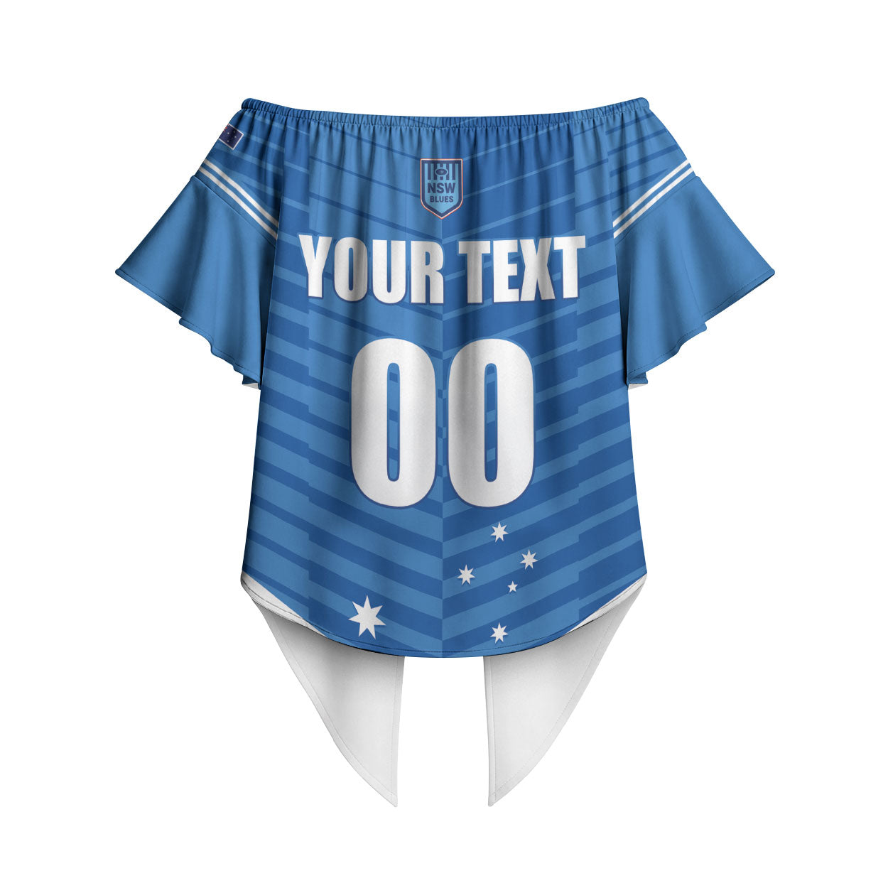 NSW Blues Rugby Custom Off Shoulder Wrap Waist Top 2026 State of Origin