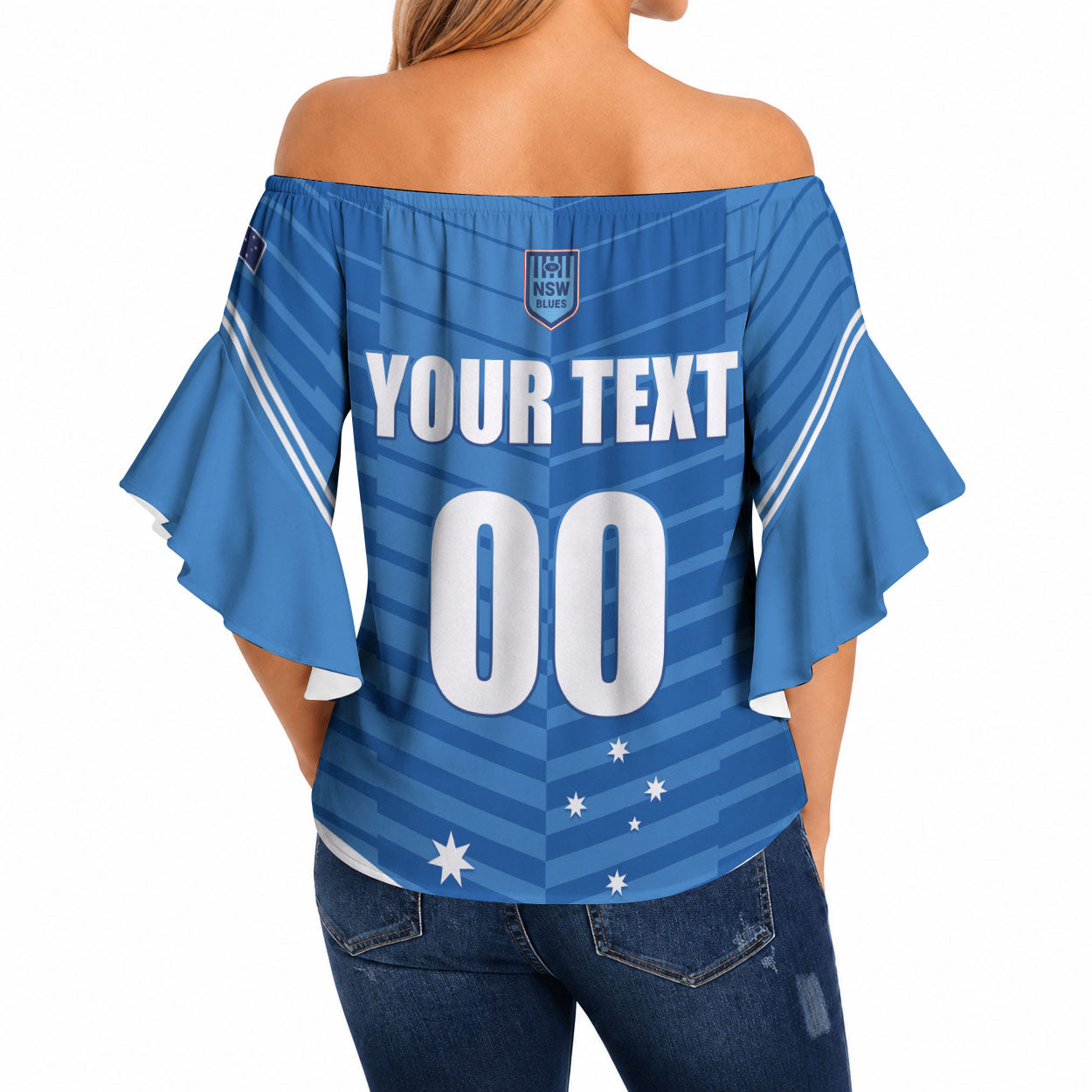 NSW Blues Rugby Custom Off Shoulder Wrap Waist Top 2026 State of Origin