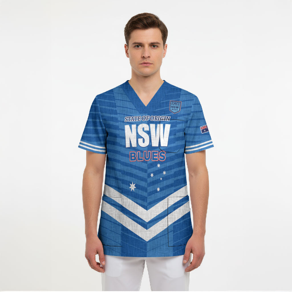 NSW Blues Rugby Custom Scrub Top 2026 State of Origin