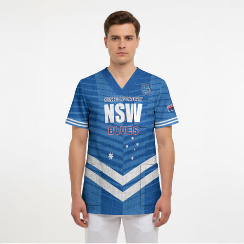 NSW Blues Rugby Custom Scrub Top 2026 State of Origin