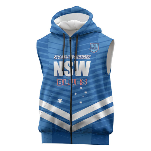 NSW Blues Rugby Custom Sleeveless Zip Hoodie 2026 State of Origin