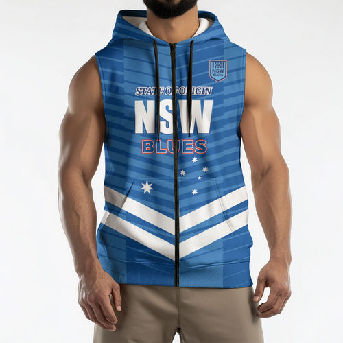 NSW Blues Rugby Custom Sleeveless Zip Hoodie 2026 State of Origin