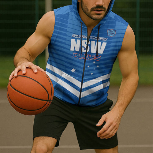 NSW Blues Rugby Custom Sleeveless Zip Hoodie 2026 State of Origin