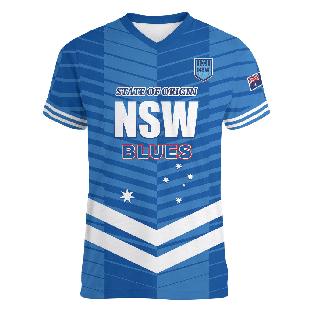 NSW Blues Rugby Custom Women V-Neck T-Shirt 2026 State of Origin