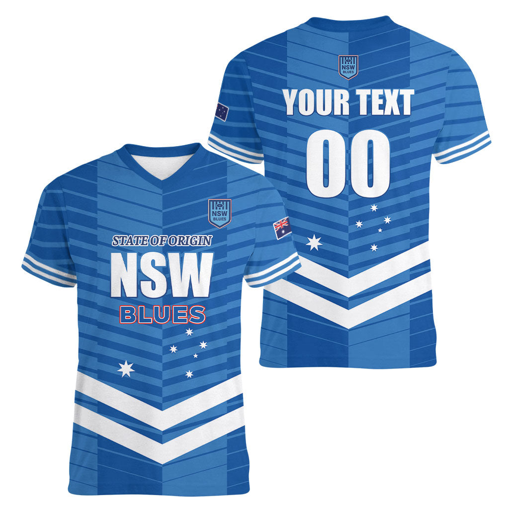 NSW Blues Rugby Custom Women V-Neck T-Shirt 2026 State of Origin