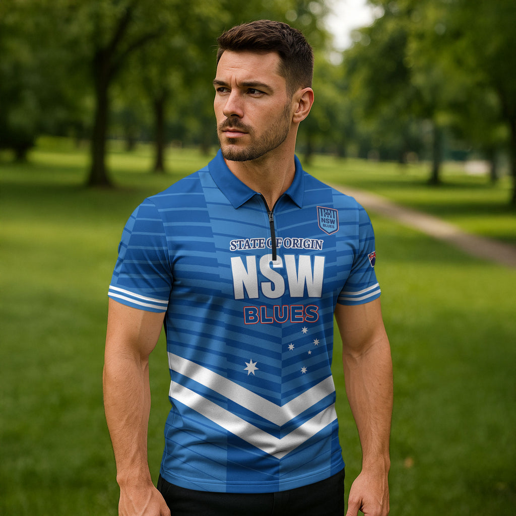 NSW Blues Rugby Custom Zipper Polo Shirt 2026 State of Origin