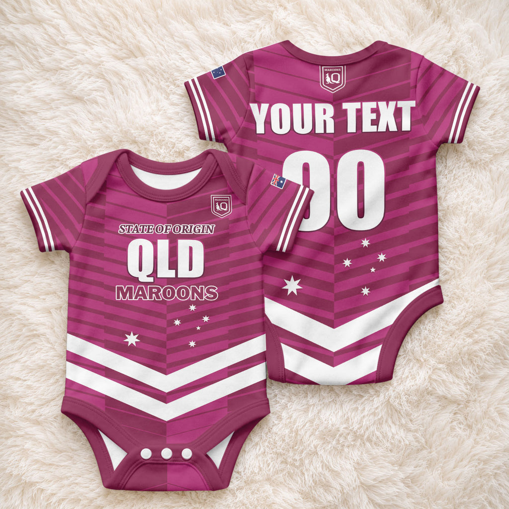 QLD Maroons Rugby Custom Baby Onesie 2026 State of Origin