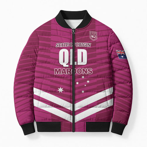 QLD Maroons Rugby Custom Bomber Puffer Jacket 2026 State of Origin