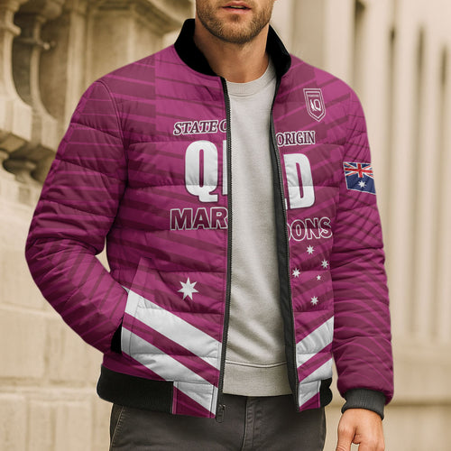 QLD Maroons Rugby Custom Bomber Puffer Jacket 2026 State of Origin