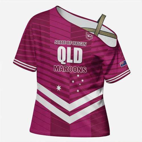 QLD Maroons Rugby Custom Cross Shoulder Shirt 2026 State of Origin
