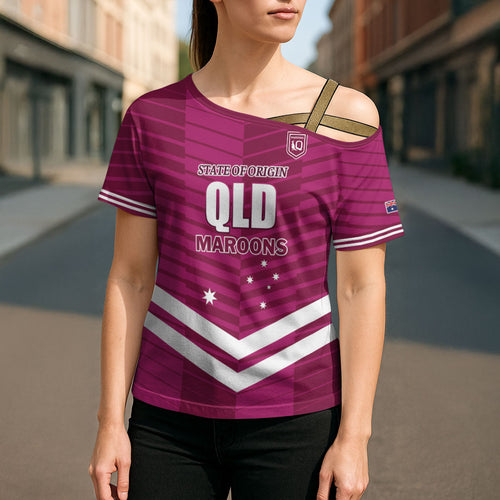 QLD Maroons Rugby Custom Cross Shoulder Shirt 2026 State of Origin