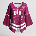 QLD Maroons Rugby Custom Kimono Sleeve Blouse 2026 State of Origin