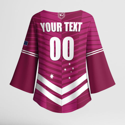 QLD Maroons Rugby Custom Kimono Sleeve Blouse 2026 State of Origin