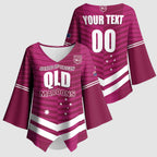 QLD Maroons Rugby Custom Kimono Sleeve Blouse 2026 State of Origin