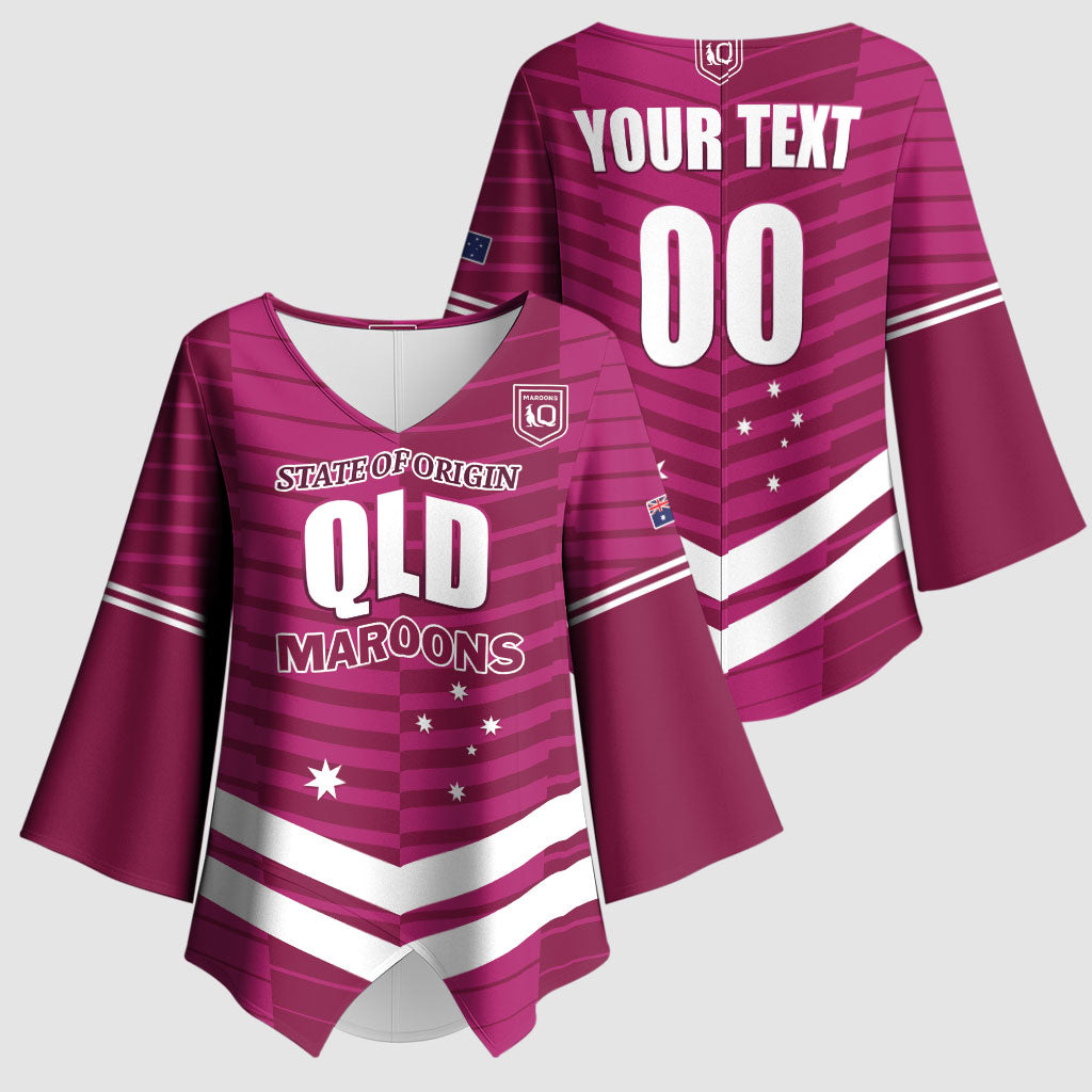QLD Maroons Rugby Custom Kimono Sleeve Blouse 2026 State of Origin