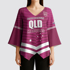 QLD Maroons Rugby Custom Kimono Sleeve Blouse 2026 State of Origin
