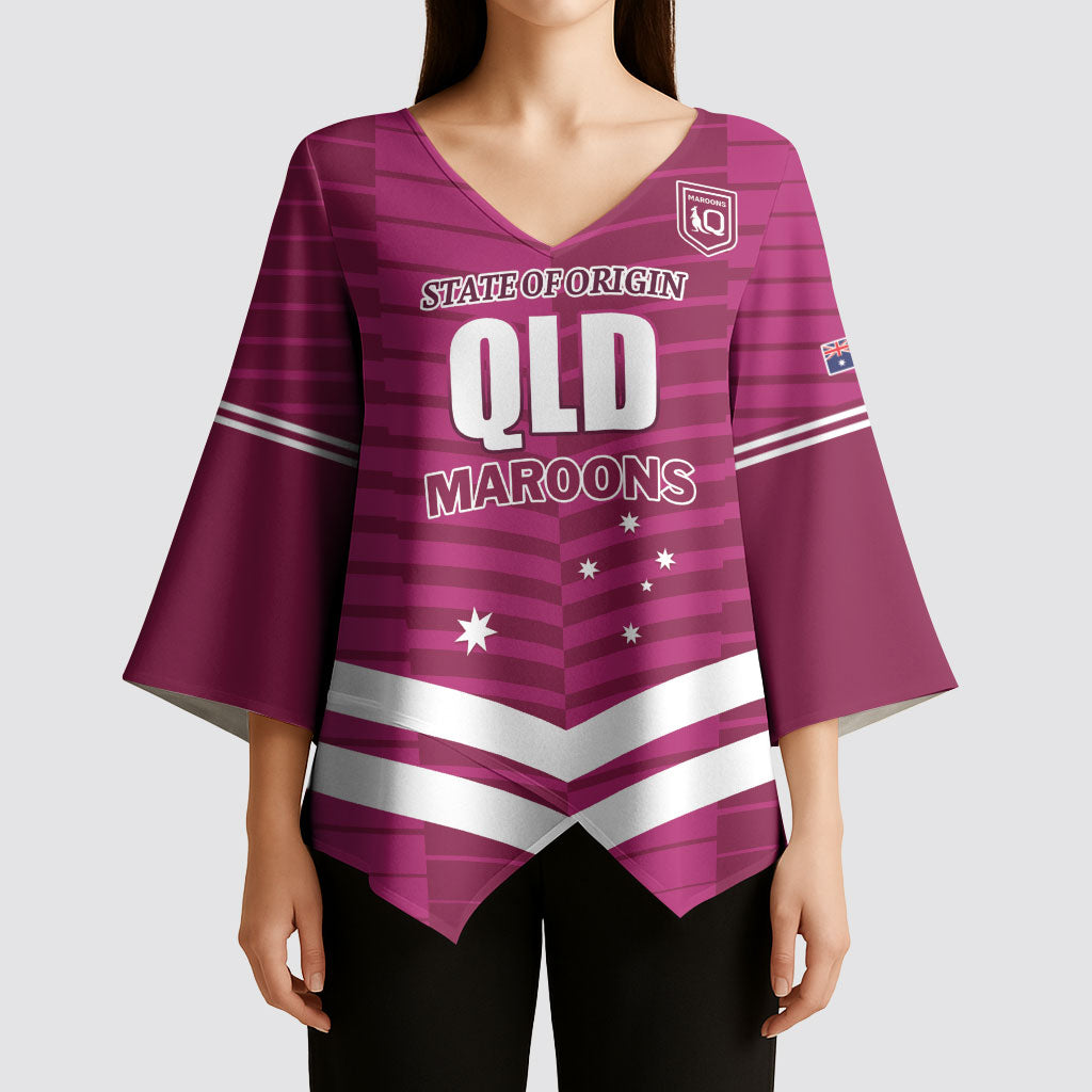 QLD Maroons Rugby Custom Kimono Sleeve Blouse 2026 State of Origin