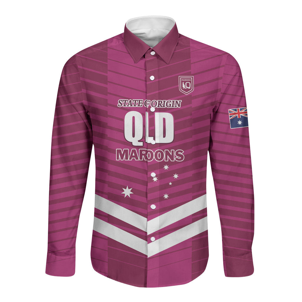 QLD Maroons Rugby Custom Long Sleeve Button Shirt 2026 State of Origin