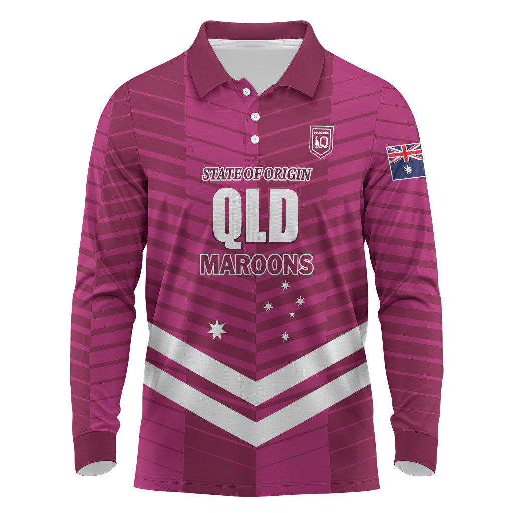 QLD Maroons Rugby Custom Long Sleeve Polo Shirt 2026 State of Origin