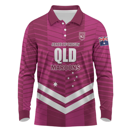 QLD Maroons Rugby Custom Long Sleeve Polo Shirt 2026 State of Origin